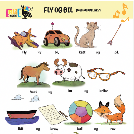 Sangkort: Fly og bil