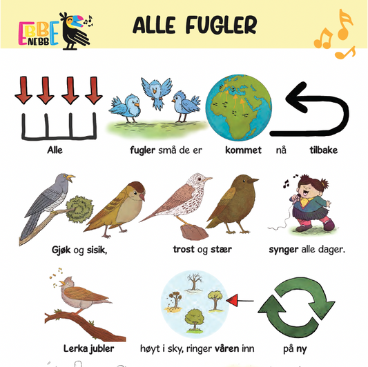 Sangkort: Alle fugler