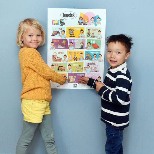 Plakat med håndtegn og symboler for barnehage