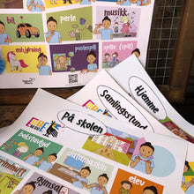 Last inn bildet i Galleri-visningsprogrammet, Plakat med håndtegn og symboler for barn
